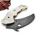 Damascus handmade folding knife beautiful structure with free leather sheath